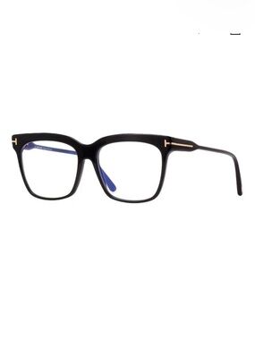 Tom Ford Black Square Optical Glasses with Clear Blue Light Block Lenses